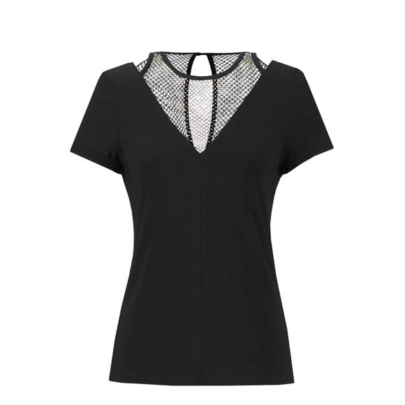 NEW JOSEPH RIBKOFF silky knit rhinestone mesh top in black - Picture 2 of 3